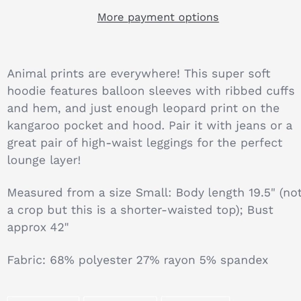 $54 NEW Zenana Drop Shoulder Balloon Sleeve Contrasting Leopard Print Hoodie S - Picture 7 of 7